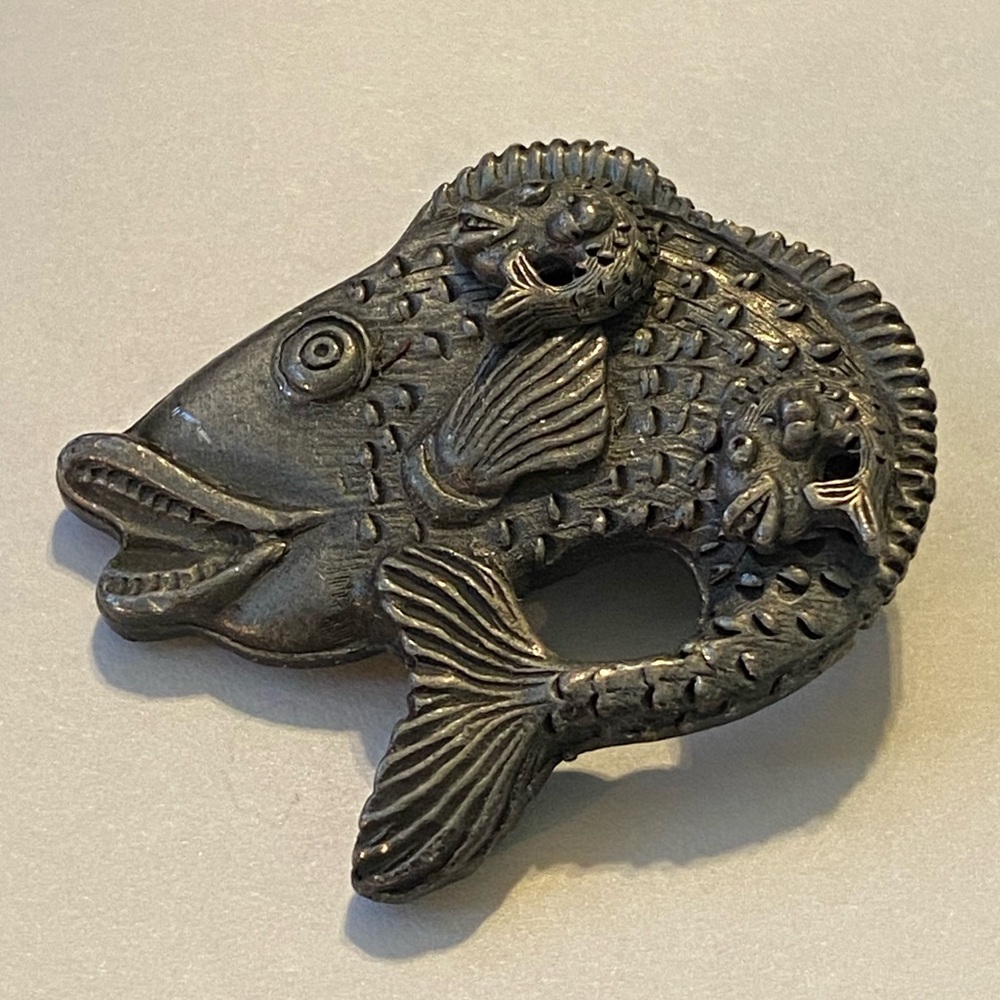 Vintage Torino Pewter Fish & Earrings Set 1970’s